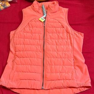 New Womens Tangerine Sleeveless Reflective Taping Active Vest